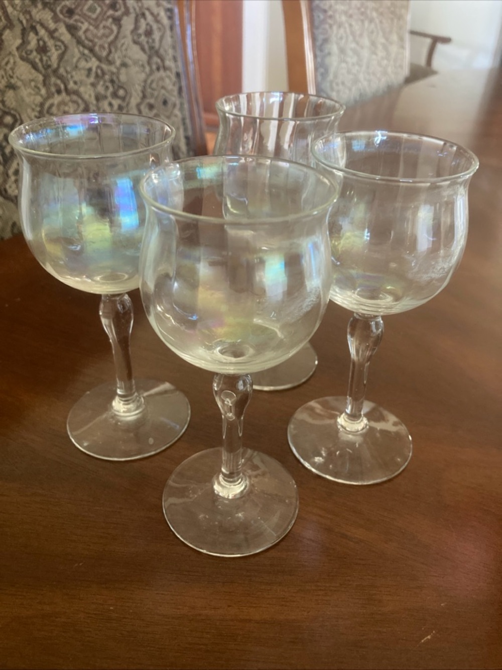 Vintage iridescent cordial wine glasses goblets 5” set of 4